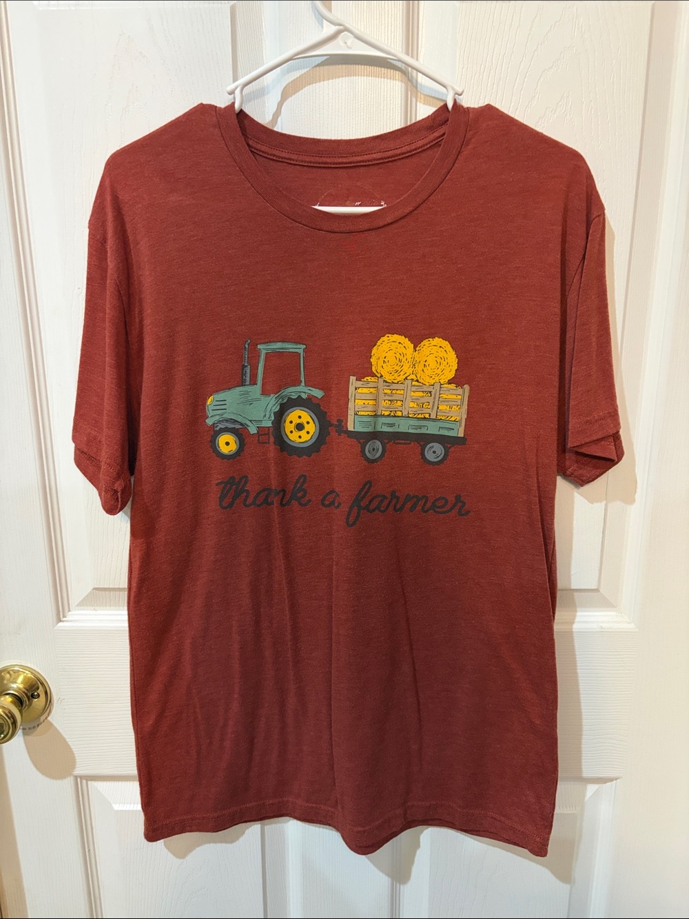 JM Collection Rust Graphic Tractor & Hay Short Sleeve Tee